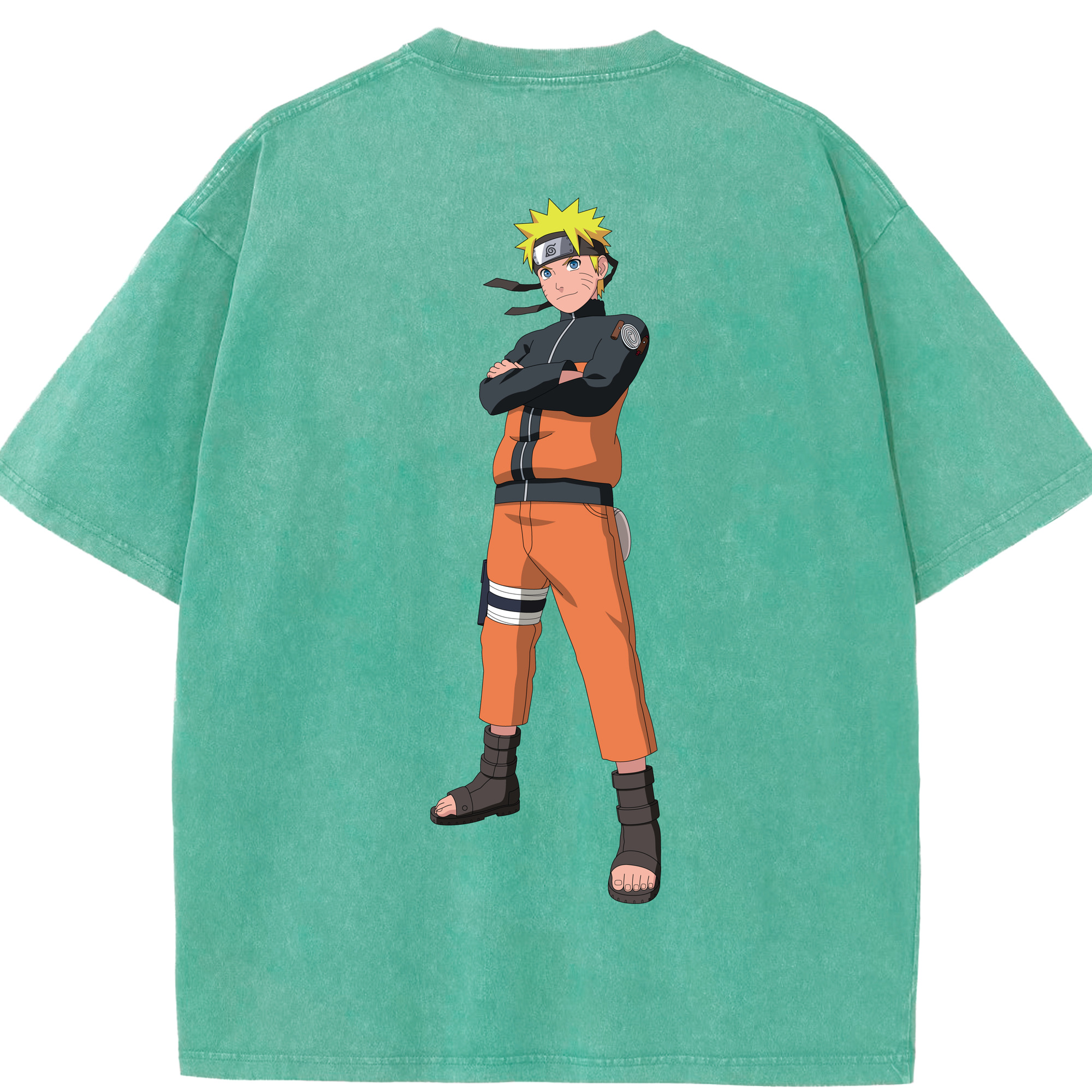 （画像用） NARUTO -ナルト- うずまき ナルト Uzumaki Naruto 綿100% ヴィンテージ風 半袖Tシャツ（背面プリント）